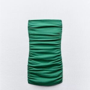 Zara Green Ruched Dress
